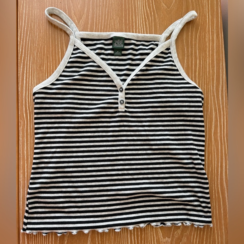 wild fable Black and White Striped Ribbed Tank Top